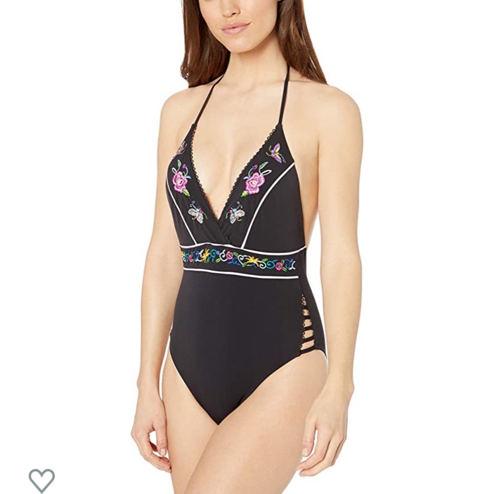 Nanette Lepore V-Neck Halter One Piece Swimsuit Sz 2